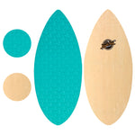 36” Skipper Skimboard - Beginners Skim Board for Kids - Durable, Lightweight Wood Body with Wax-Free Textured Foam Top Deck - Tear Drop Shape - Aqua - Main Image