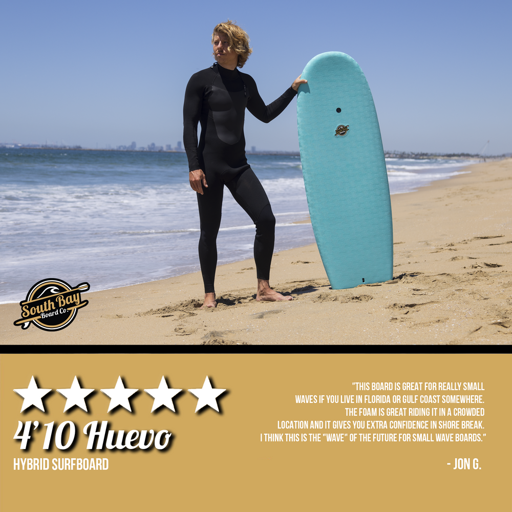 4'10 Hybrid Surfboards - Wax-Free Soft-Top Surfboard + Hard Epoxy Bottom Deck - Patented Heat Damage Prevention System - Aqua - Reveiw