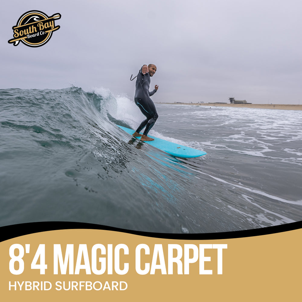 8'4 Magic Carpet Hybrid Surfboards - Wax-Free Soft-Top Surfboard + Hard Epoxy Bottom Deck - Patented Heat Damage Prevention System -  Aqua  - Lifestyle