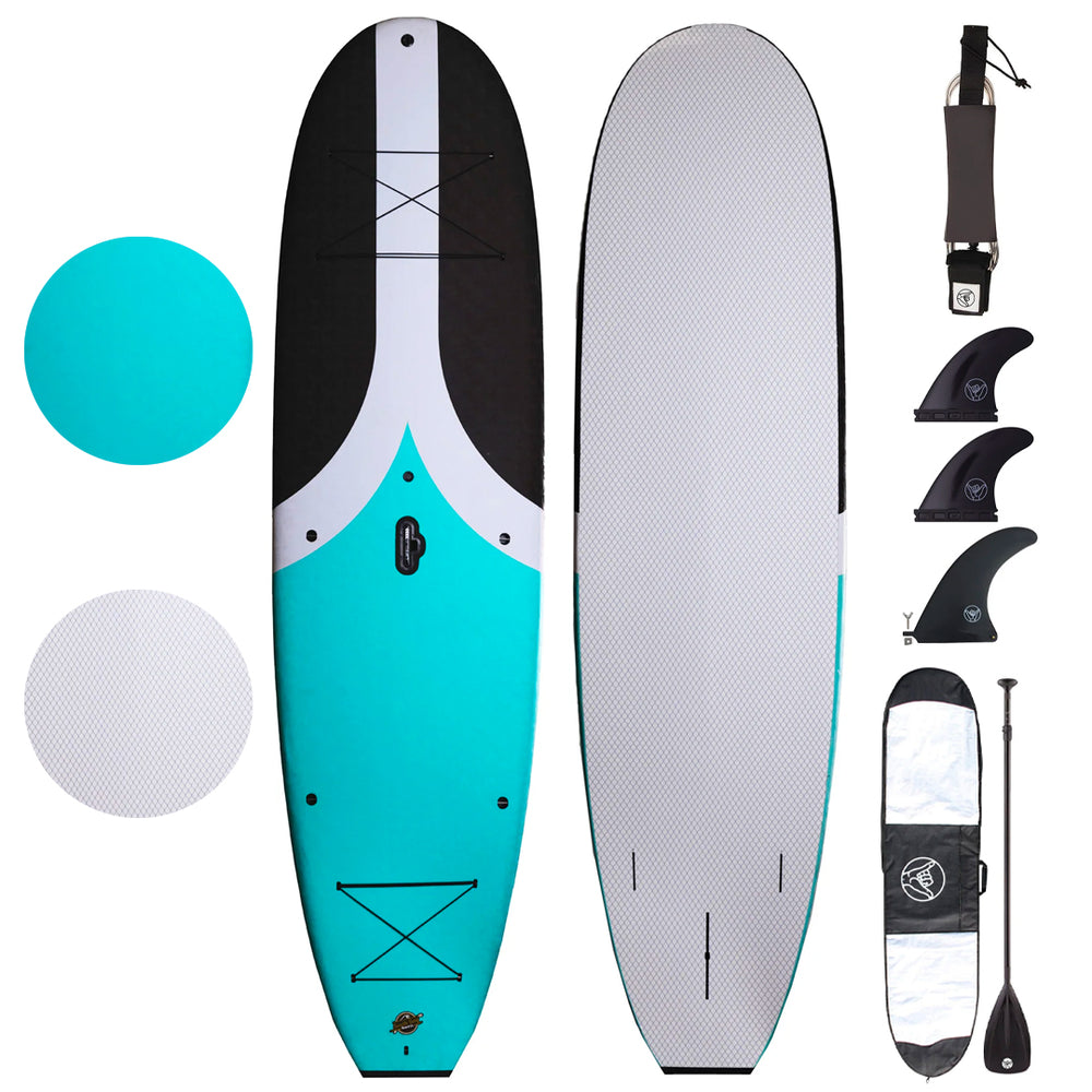 10’4 Big Cruiser Stand Up Paddle Board Package - Wax-Free Soft-Top Paddle Board, Kayak Seat, Paddle, Leash, _ Fins - Best Beginner SUP Package for Adults - Aqua - Main Image