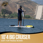 10’4 Big Cruiser Stand Up Paddle Board Package - Wax-Free Soft-Top Paddle Board, Kayak Seat, Paddle, Leash, _ Fins - Best Beginner SUP Package for Adults - White - Lifestyle