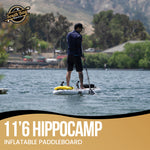 11’6 Hippocamp Inflatable Stand Up Paddle Board - Premium ISUP All-In-One Package Includes All The Best Extras - Military Grade PVC Frame, Heat Bonded Rails - Gray - Lifestyle