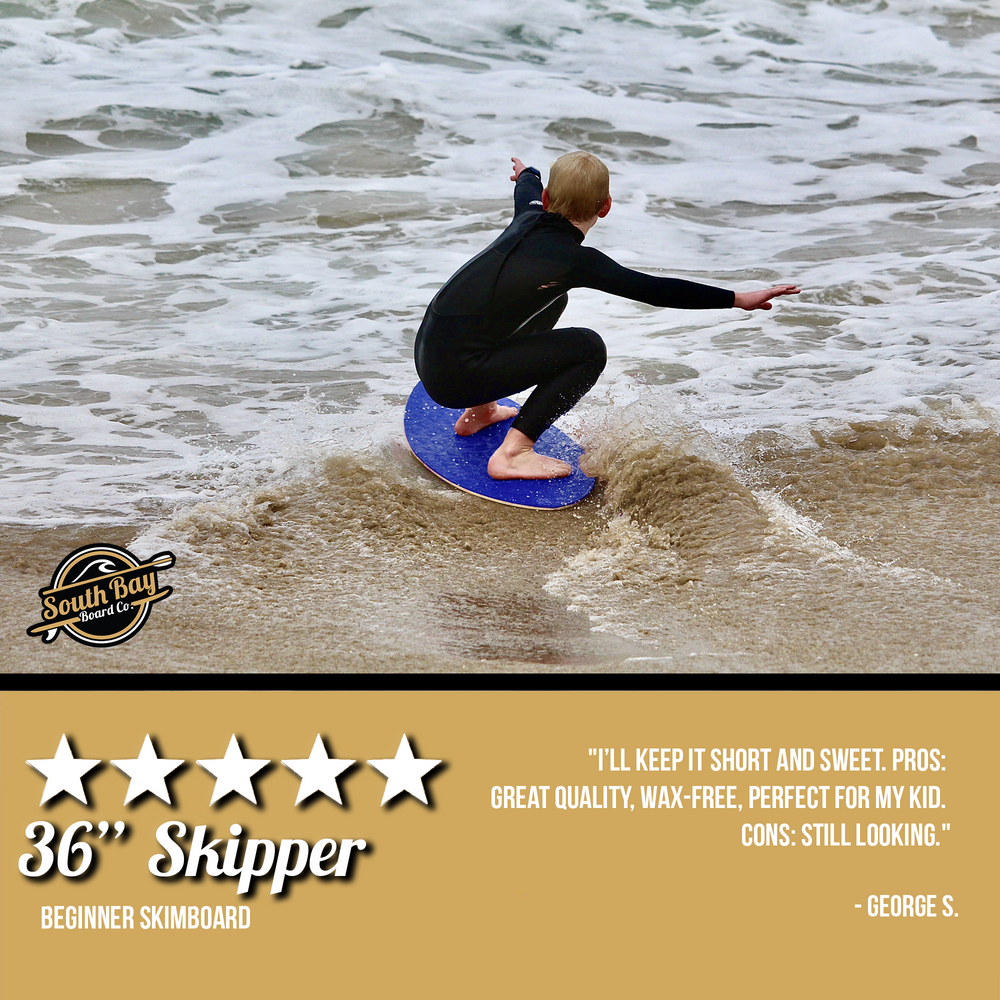 36” Skipper Skimboard - Beginners Skim Board for Kids - Durable, Lightweight Wood Body with Wax-Free Textured Foam Top Deck - Tear Drop Shape - Aqua - Review