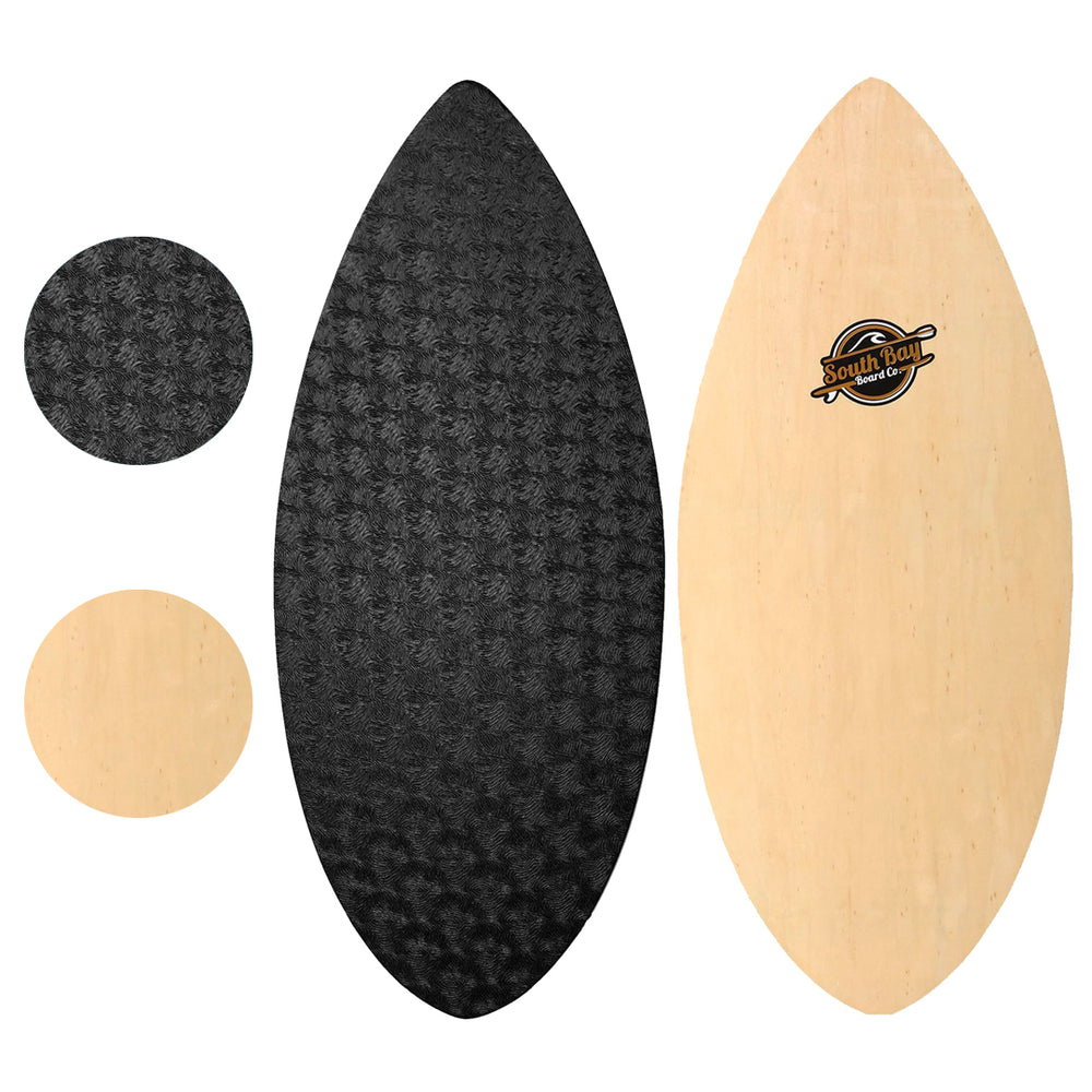 36” Skipper Skimboard - Beginners Skim Board for Kids - Durable, Lightweight Wood Body with Wax-Free Textured Foam Top Deck - Tear Drop Shape - Black- Main Image