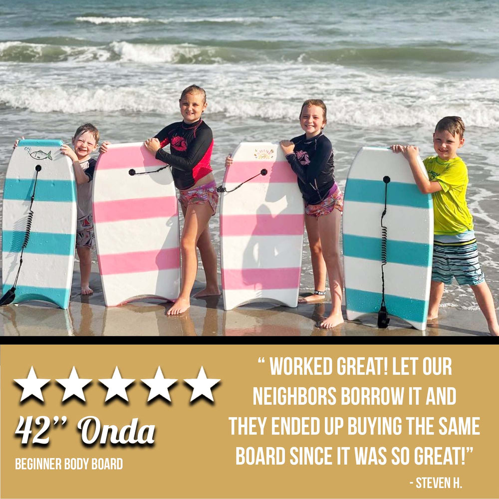 42" Onda Bodyboard - Beginners Body Board for Kids - Durable, Lightweight EPS Core - HDPE Impact Netting Plastic Bottom Deck - Blue - Review