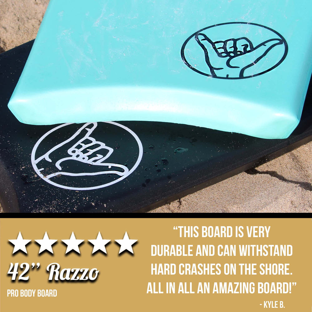 42" Razzo Bodyboard - Best Premium Body Board for Kids & Adults - Durable, Lightweight EPS Core - Smooth EVA Foam Top Deck & HDPE Plastic Bottom Deck - Aqua - Review
