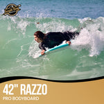 42" Razzo Bodyboard - Best Premium Body Board for Kids & Adults - Durable, Lightweight EPS Core - Smooth EVA Foam Top Deck & HDPE Plastic Bottom Deck - Aqua - Lifestyle