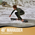 48'' Marauder Pro Skimboard - Best Performance Skimboards for Kids _ Adults - Durable Poly Compressed Fiberglassed Body, Wax-Free Foam Top Deck Traction - Black  - Lifestyle