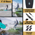 4'10 Hybrid Surfboards - Wax-Free Soft-Top Surfboard + Hard Epoxy Bottom Deck - Patented Heat Damage Prevention System - Aqua -Infographic