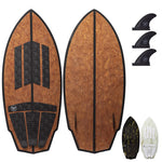  52" Rambler Wakesurf Board - Best Performance Wake Surfboards for Kids & Adults - Durable Compressed Fiberglassed Wake Surf Board - Pre-Installed Wax-Free Foam Traction - Cherry Burl Wood- Main Image