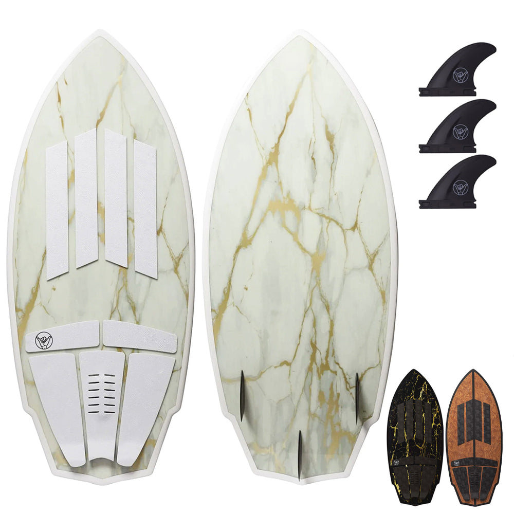  52" Rambler Wakesurf Board - Best Performance Wake Surfboards for Kids & Adults - Durable Compressed Fiberglassed Wake Surf Board - Pre-Installed Wax-Free Foam Traction - White - Main Image