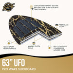 63”  UFO Wakesurf Board - Best Performance Wake Surfboards for Kids & Adults - Durable Compressed Fiberglassed Wake Surf Board - Pre-Installed Wax-Free Foam Traction - Black - Infographics