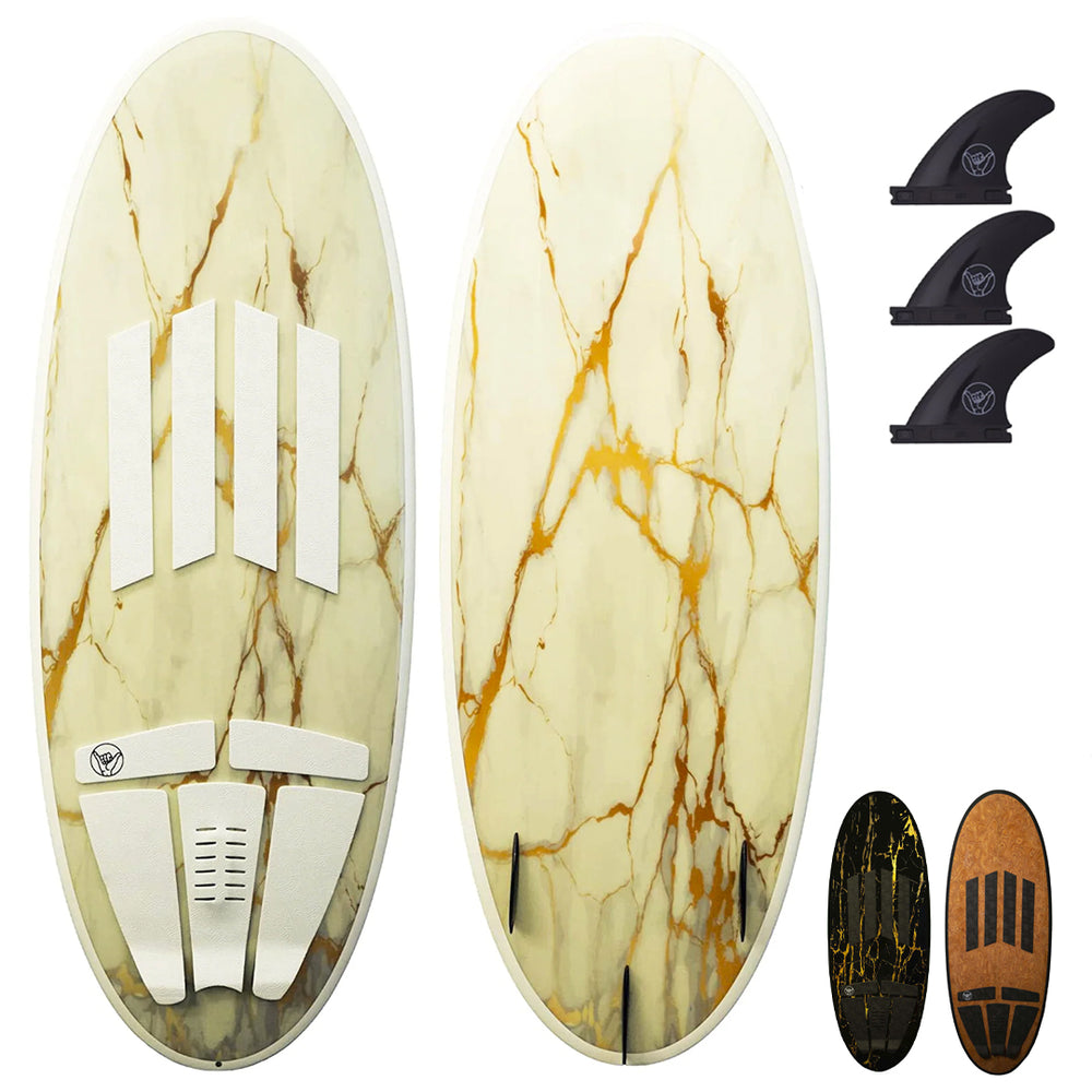 63”  UFO Wakesurf Board - Best Performance Wake Surfboards for Kids & Adults - Durable Compressed Fiberglassed Wake Surf Board - Pre-Installed Wax-Free Foam Traction - White- Main Image