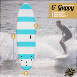 6' Guppy Beginner Surfboards - Safe Soft-Top Surfboards - Best Beginner Surfboards for Kids & Adults - Blue - Size