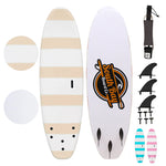 6' Guppy Beginner Surfboards - Safe Soft-Top Surfboards - Best Beginner Surfboards for Kids & Adults - Cream- Main Image