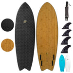 6' Mahi Hybrid Surfboards - Wax-Free Soft-Top Surfboard + Hard Epoxy Bottom Deck - Patented Heat Damage Prevention System - Black- Main Image