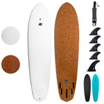 7'7 Elefante   Hybrid Surfboards - Wax-Free Soft-Top Surfboard + Hard Epoxy Bottom Deck - Patented Heat Damage Prevention System - White - Main Image