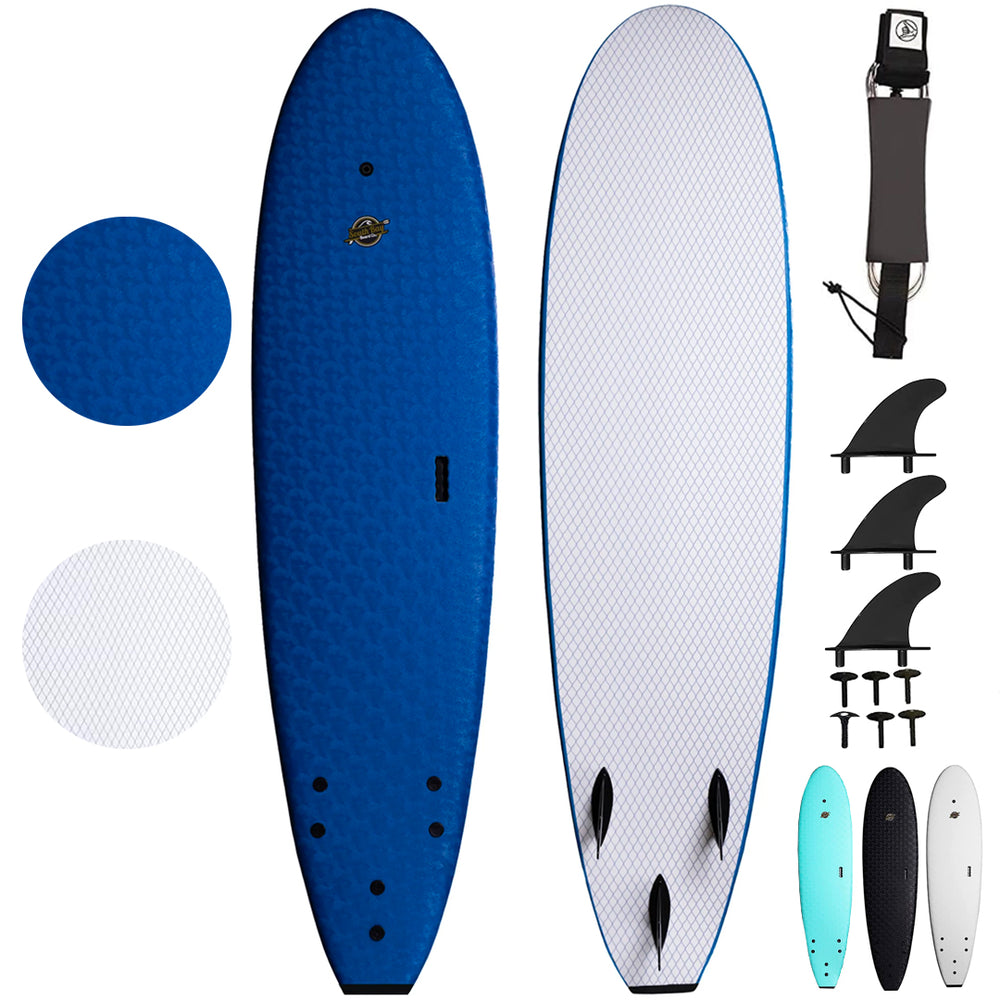 7' Ruccus Beginner Surfboards - Soft Top Surfboard - Blue- Main Image