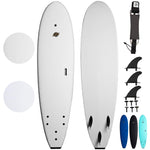 7' Ruccus Beginner Surfboards - Soft Top Surfboard - White- Main Image