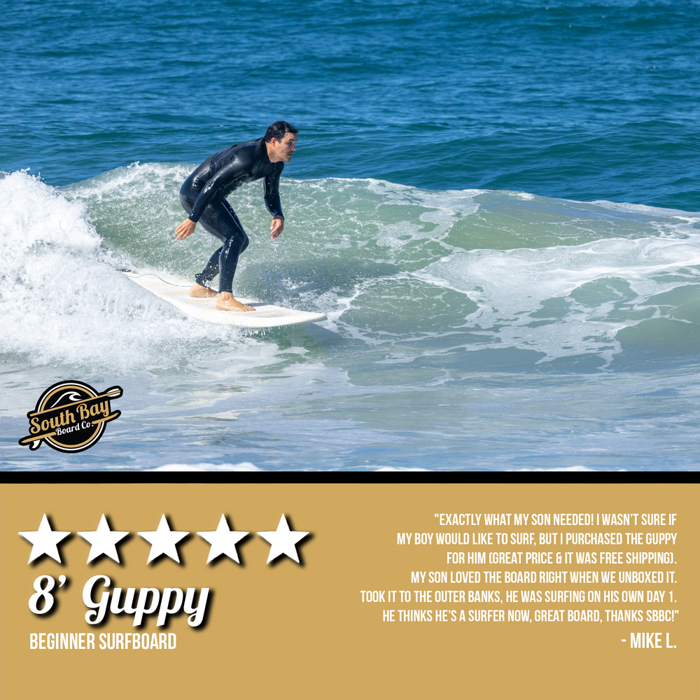 8' Guppy Beginner Surfboards - Safe Soft-Top Surfboards - Best Beginner Surfboards for Kids & Adults - Blue  - Review