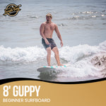 8' Guppy Beginner Surfboards - Safe Soft-Top Surfboards - Best Beginner Surfboards for Kids & Adults - Blue  - Lifestyle