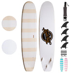 8' Guppy Beginner Surfboards - Safe Soft-Top Surfboards - Best Beginner Surfboards for Kids & Adults - Cream- Main Image