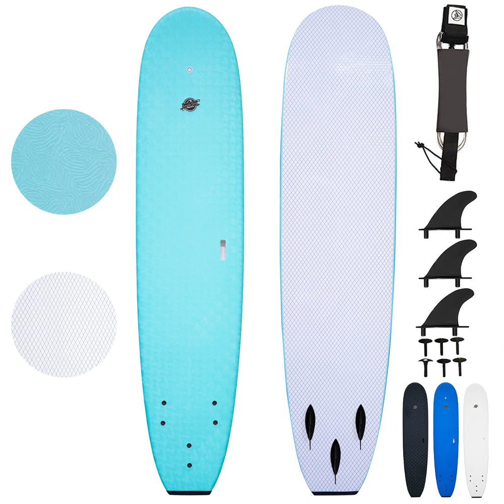 8' Verve - Beginner Surfboard - Soft Top Surfboard For Kids - Surfboard for Adults - Aqua  - Main Image.jpg