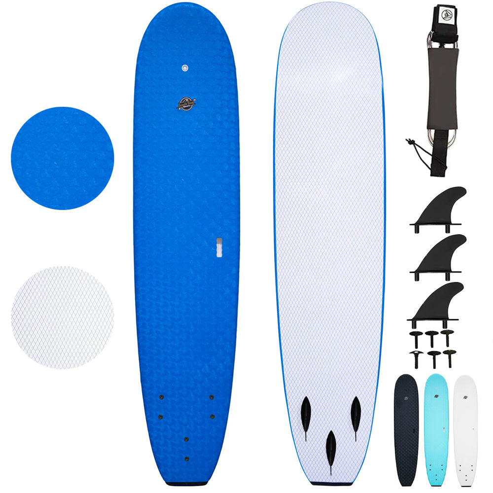 8' Verve - Beginner Surfboard - Soft Top Surfboard For Kids - Surfboard for Adults - Blue- Main Image.jpg
