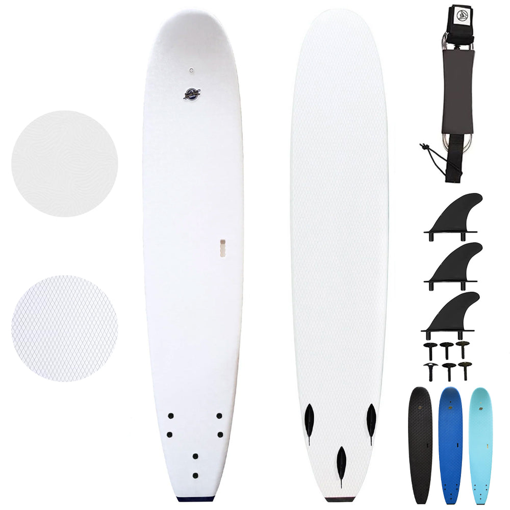 8_ Verve - Beginner Surfboard - Soft Top Surfboard For Kids - Surfboard for Adults - White- Main Image