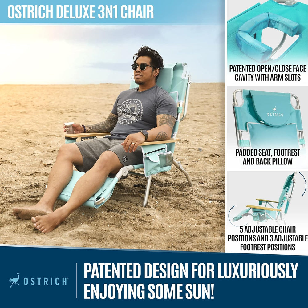 Ostrich Deluxe 3-N-1 Adjustable Beach Chair
