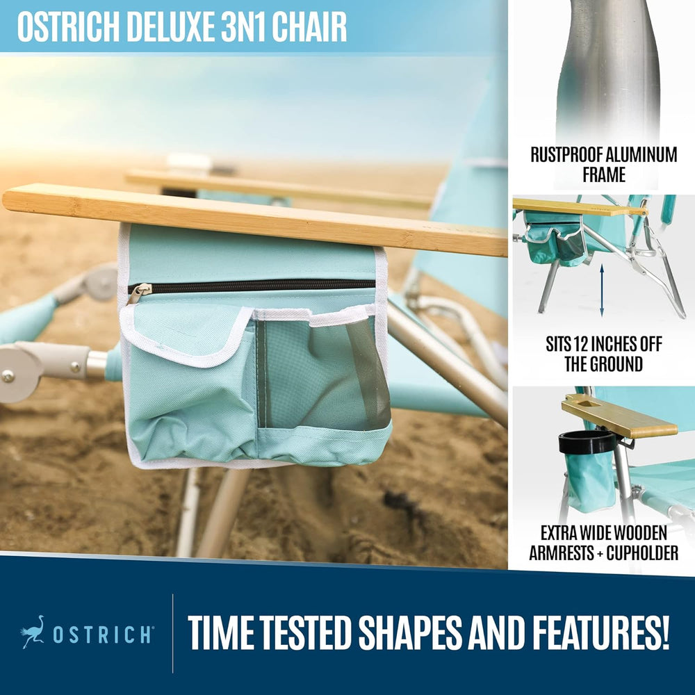 Ostrich Deluxe 3-N-1 Adjustable Beach Chair