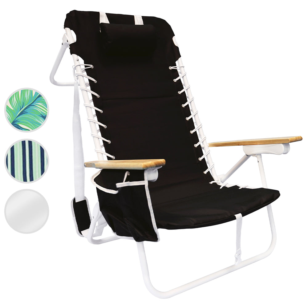South Bay Beach Life - Premium Beach Chair - Custom, XL Rust-Proof Aluminum Frame Chairs with Insulated Coolers - Portable Carry Strap - 4 Position Full Recline - Black- 1 - Main Image