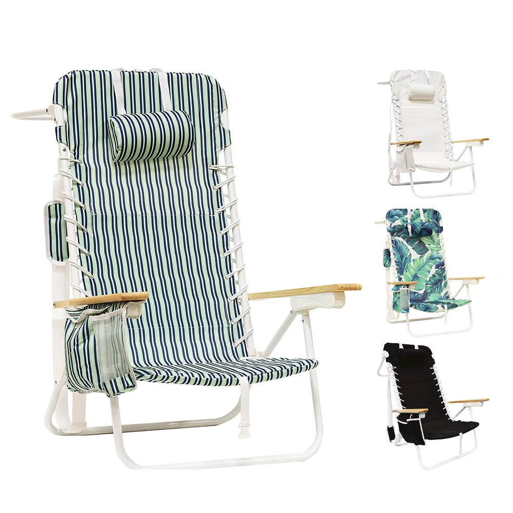 South Bay Beach Life - Premium Beach Chair - Custom, XL Rust-Proof Aluminum Frame Chairs with Insulated Coolers - Portable Carry Strap - 4 Position Full Recline - Stripes - 1 - Main Image