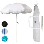  South Bay Beach Life™ - Large, Luxury Aluminum Beach Umbrellas - Beach & Patio Umbrella with Custom Sand Anchor Versatility for Family/Friends - Flowing Tassels - UPF 50+ UV Protection - Include Carry Bags - White - Main Image