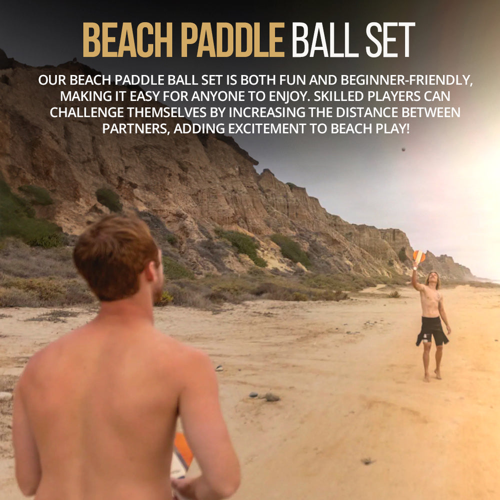 South Bay Beach Life™ - Luxury Wood Beach Paddle Ball Set - 2 Teak Wood Paddle Rackets, 2 White Beach Paddleballs, and 1 Carry Bag -  3 - Infographics