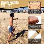 South Bay Beach Life™ - Luxury Wood Beach Paddle Ball Set - 2 Teak Wood Paddle Rackets, 2 White Beach Paddleballs, and 1 Carry Bag -  4 - Infographics