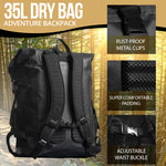 South Bay Beach Life™ - Premium 35L Waterproof Dry Bag Backpack - Kayak, Fishing, Boating Accessories - Surf/Skate/Fishing Inspired Outdoor Gear - Black - 3 - Infographics