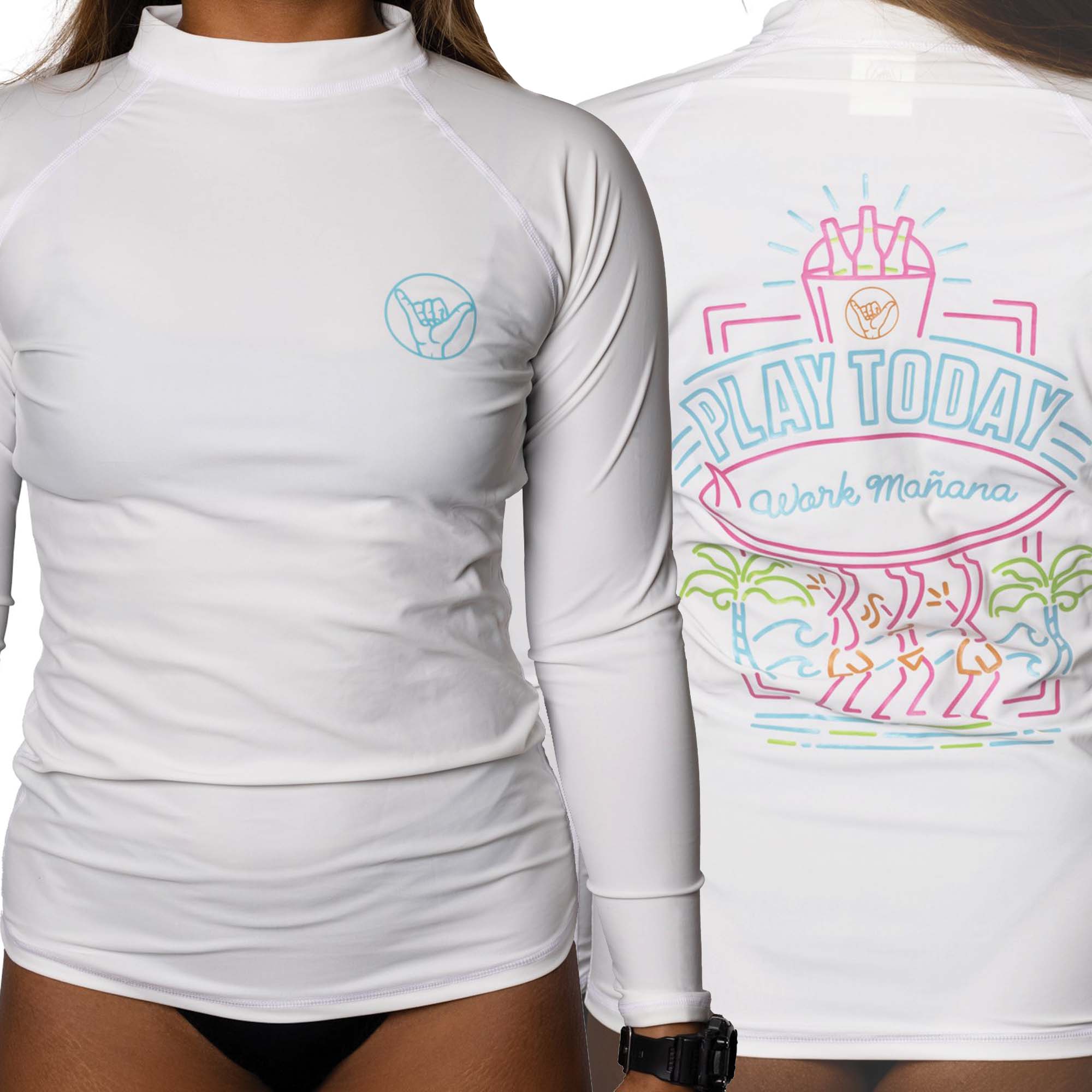 Womens Rash Guard Short Sleeve Surf Shirt | Aqua Design