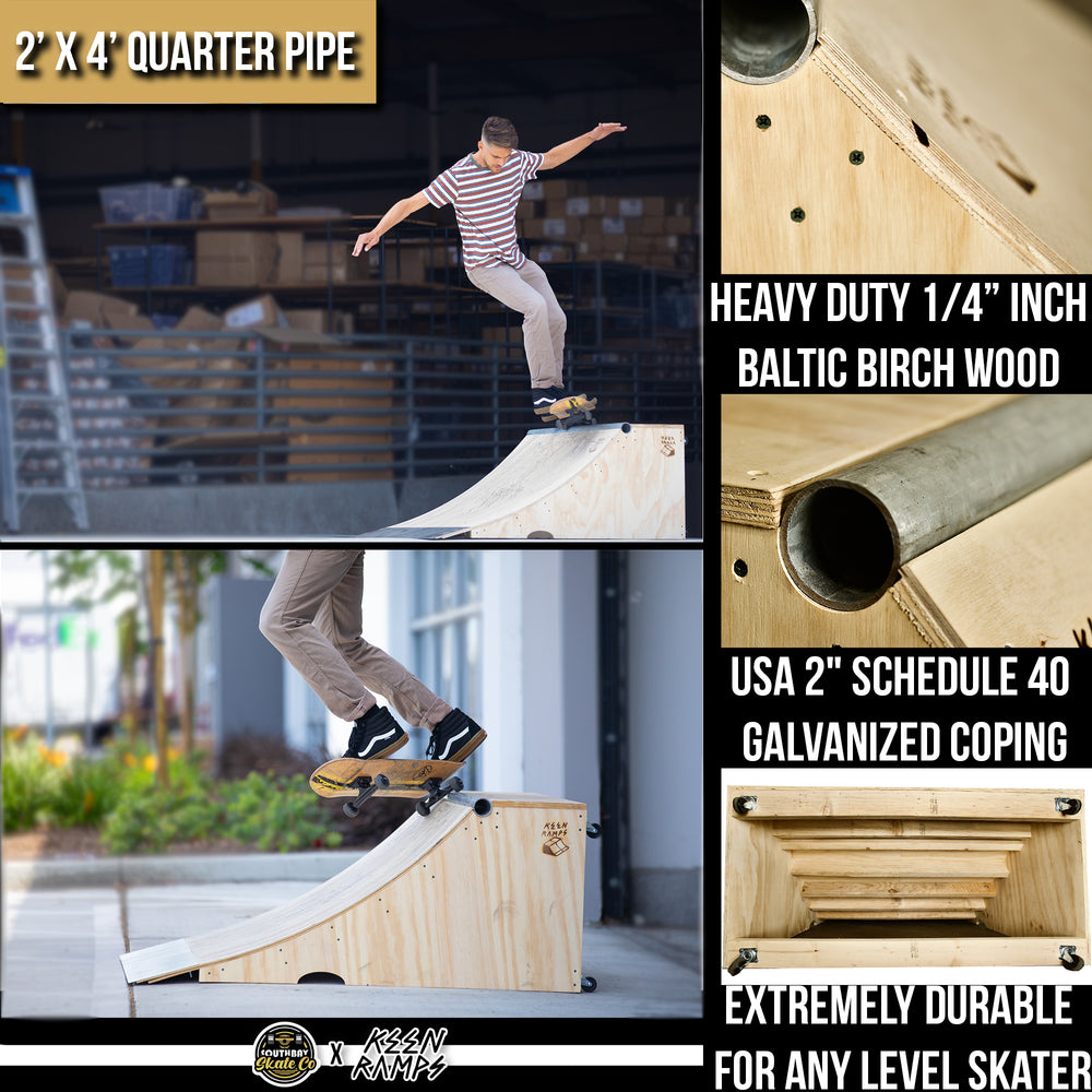 Quarter Pipe Skateboard Ramp (2' x 4')