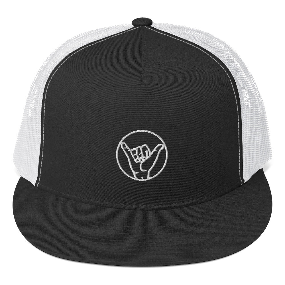 Trucker Cap Hat - White Shaka Logo