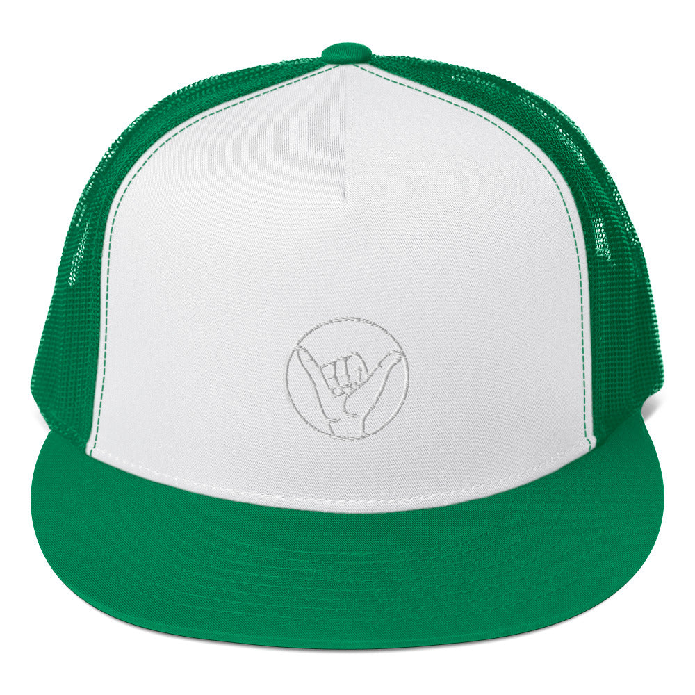 Trucker Cap Hat - White Shaka Logo