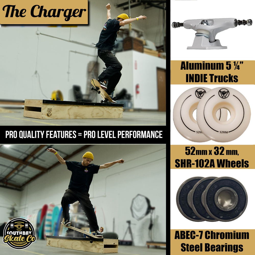 The Charger - Aqua/Gold - Traditional Trick Skateboards