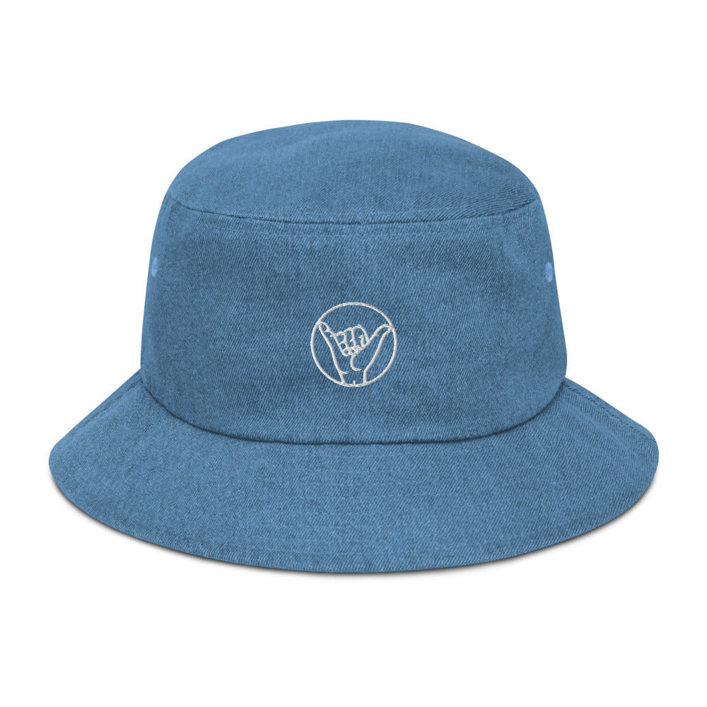 Denim bucket hat - White Shaka Logo