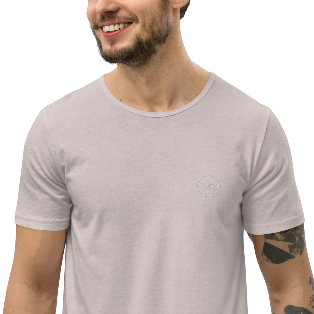 Men's Curved Hem T-Shirt - White Shaka Logo